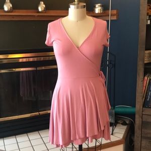 Abound Pink Knit Wrap Look Dress Large